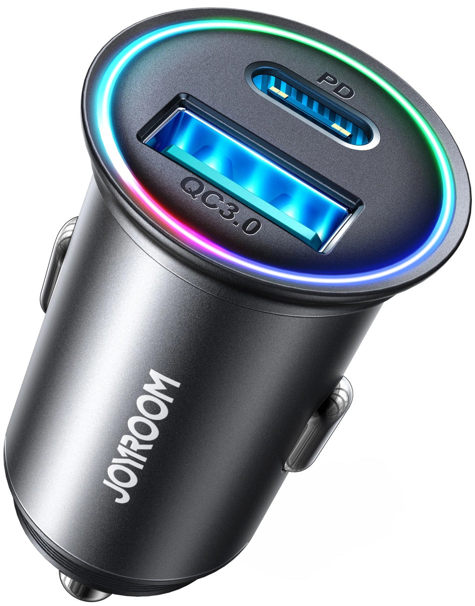Carregador Auto Joyroom JR-CCN04, 60W, 3A, 1 x USB-A - 1 x USB-C, Preto