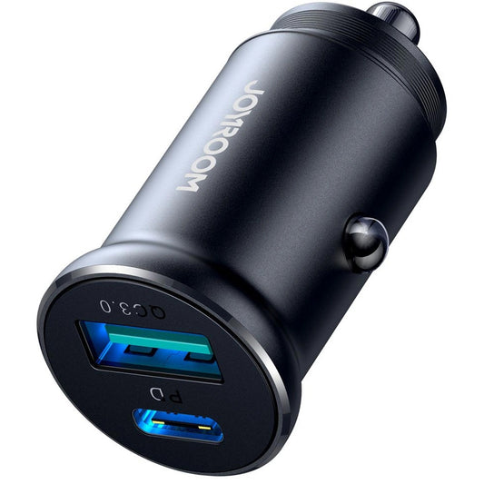 Carregador Auto Joyroom JR-CCN05, 30W, 3A, 1 x USB-A - 1 x USB-C, Preto