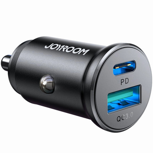 Carregador Auto Joyroom JR-CCN05, 30W, 3A, 1 x USB-A - 1 x USB-C, Preto