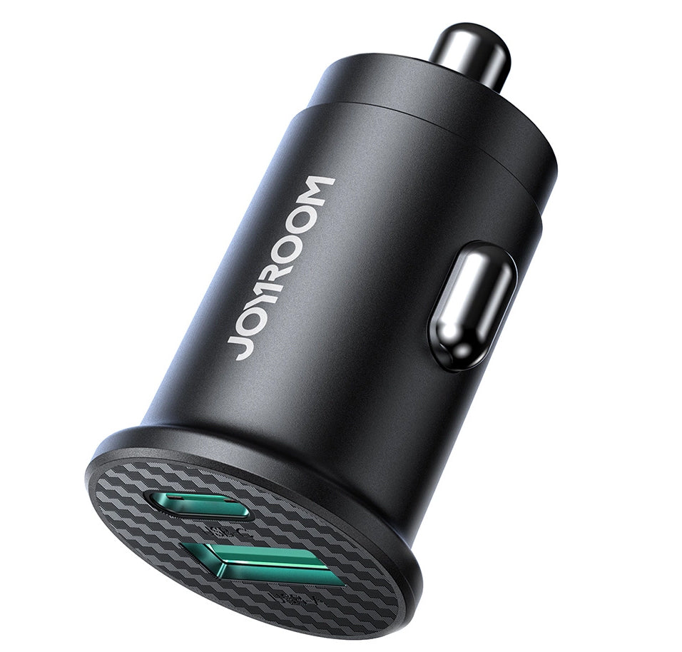 Carregador Automóvel Joyroom JR-CCN16 Mini, 12W, 2.4A, 1 x USB-A - 1 x USB-C, Preto