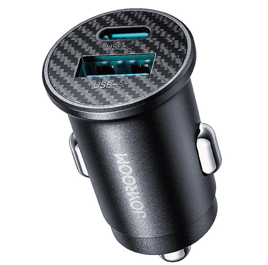 Carregador Automóvel Joyroom JR-CCN16 Mini, 12W, 2.4A, 1 x USB-A - 1 x USB-C, Preto