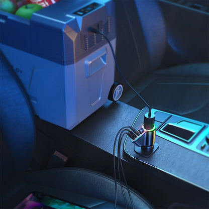 Carregador Automóvel Joyroom JR-CL21, 150W, 3A, 1 x Extensão Isqueiro - 1 x USB-A - 2 x USB-C, Preto
