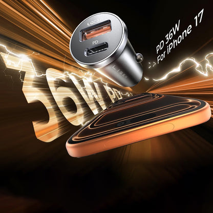 Carregador Auto Lisen, 36W, 3A, 1 x USB-A - 1 x USB-C, Preto YL0223090002