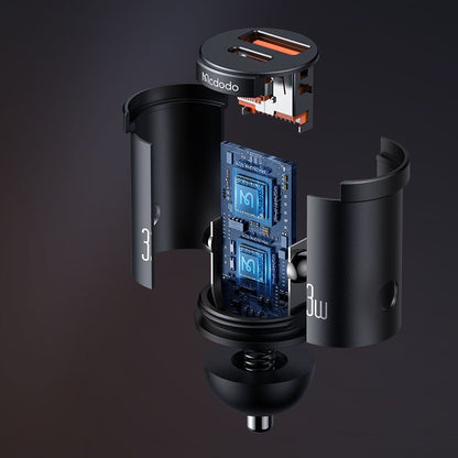 Carregador Auto McDodo CC-2320 Cool, 33W, 3A, 1 x USB-A - 1 x USB-C, Preto