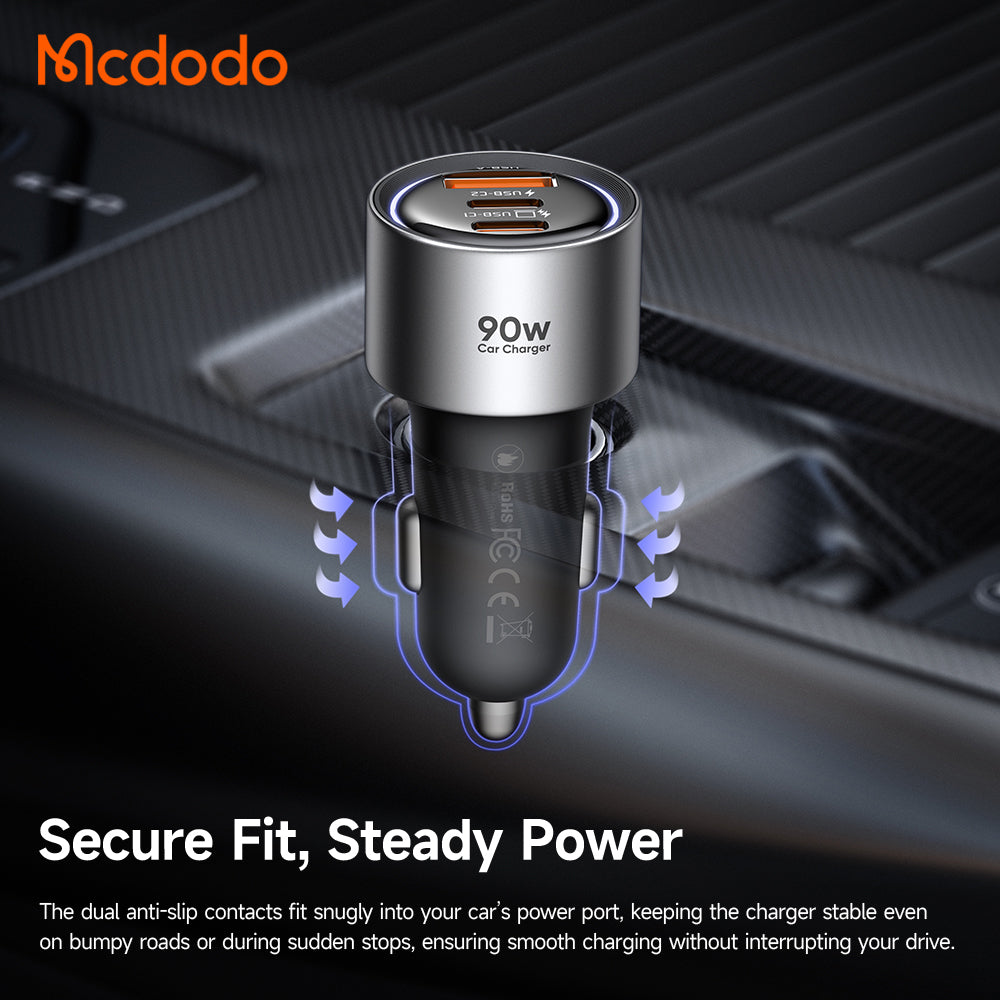 McDodo CC-3110 Gana Car Charger, 90W, 3A, 1 x USB-A - 2 x USB-C, Black