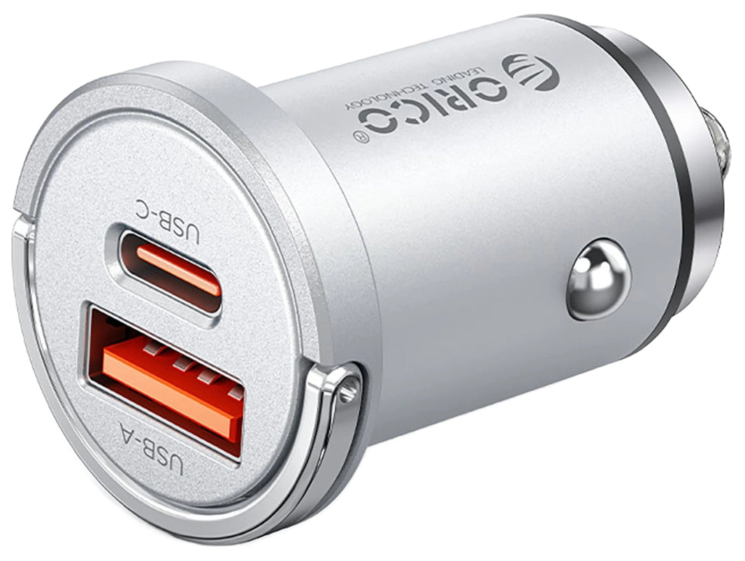 Carregador Automóvel Orico MiniRing Pro, 45W, 3A, 1 x USB-A - 1 x USB-C, Prateado