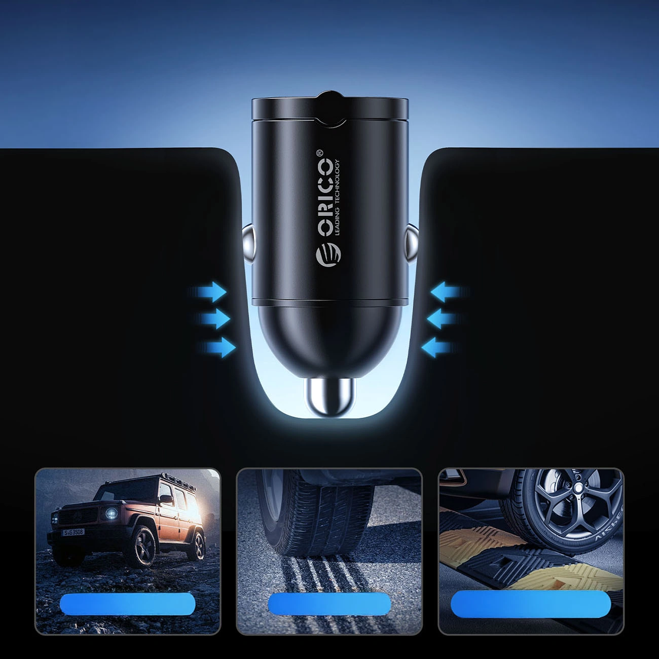 Carregador Auto Orico MiniRing, 30W, 3A, 2 x USB-C, Preto