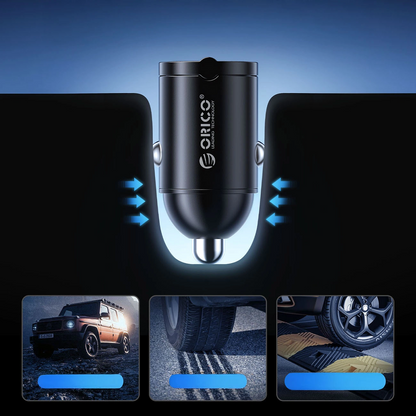 Carregador Auto Orico MiniRing, 30W, 3A, 2 x USB-C, Preto