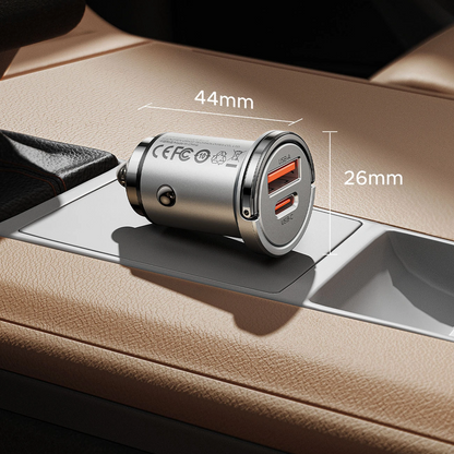 Carregador Automóvel Orico MiniRing Pro, 45W, 3A, 1 x USB-A - 1 x USB-C, Prateado