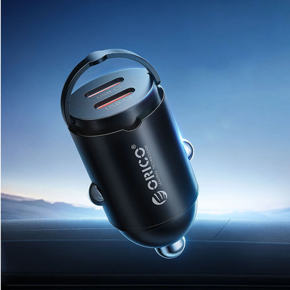 Carregador Auto Orico MiniRing, 30W, 3A, 2 x USB-C, Preto