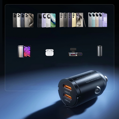 Carregador Auto Orico MiniRing, 30W, 3A, 2 x USB-C, Preto