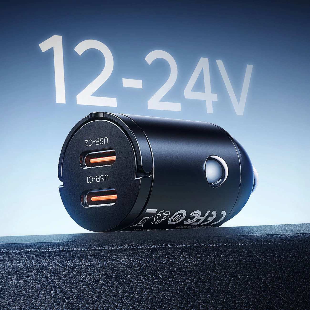 Carregador Auto Orico MiniRing, 30W, 3A, 2 x USB-C, Preto