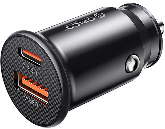 Carregador Automóvel Orico PowerMini, 30W, 3A, 1 x USB-A - 1 x USB-C, Preto
