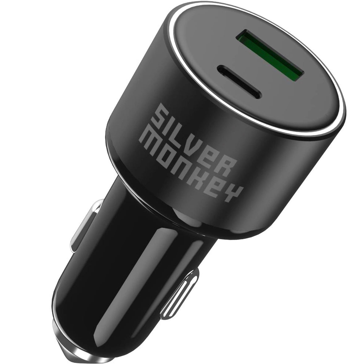 Carregador de isqueiro Silver Monkey SMA014, 100W, 3A, 1 x USB-A - 1 x USB-C, preto 