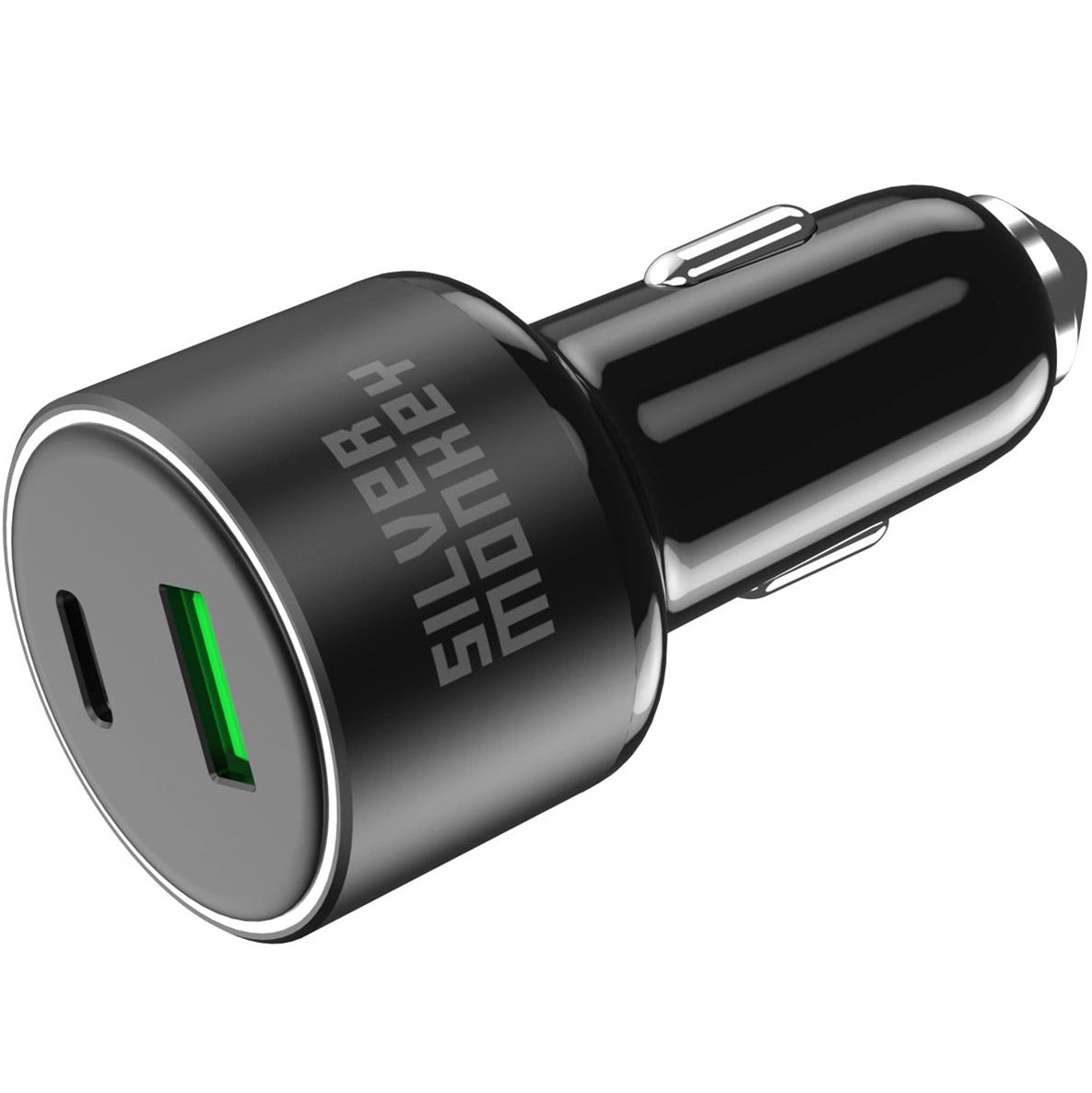 Carregador de isqueiro Silver Monkey SMA014, 100W, 3A, 1 x USB-A - 1 x USB-C, preto 