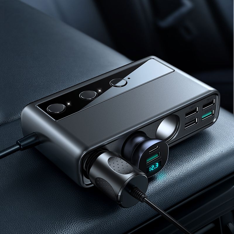 Carregador de automóvel Joyroom JR-CL06, 154 W, 3 A, 1 x USB-C - 4 x extensão de isqueiro - 4 x USB-A, preto JYR058BLK JYR058BLK