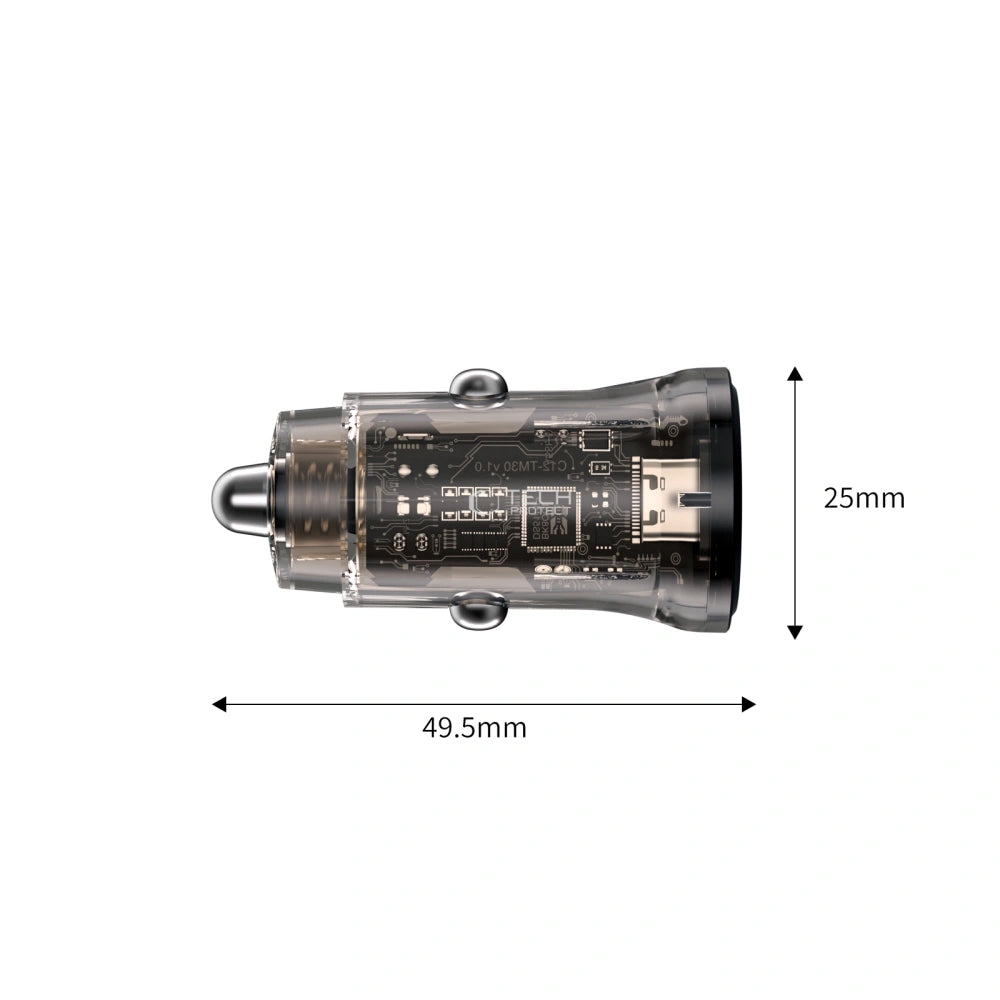 Tech-Protect CC01 Car Charger, 45W, 5A, 1 x USB-A - 1 x USB-C, Black