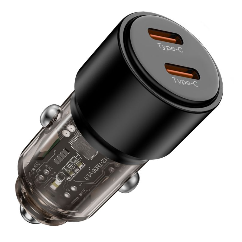 Tech-Protect CC03 Car Charger, 100W, 3.25A, 2 x USB-C, Black