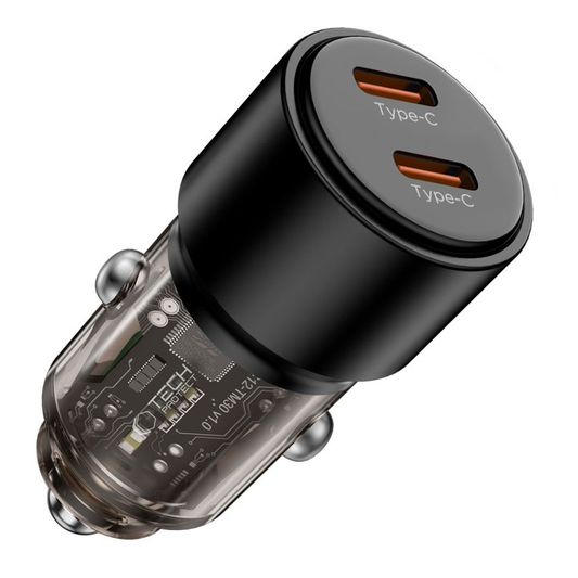 Carregador Automóvel Tech-Protect CC03, 100W, 3.25A, 2 x USB-C, Preto