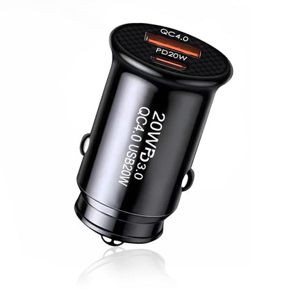 Carregador Auto Techsuit C4 MiniFuseX, 20W, 3A, 1 x USB-A - 1 x USB-C, Preto