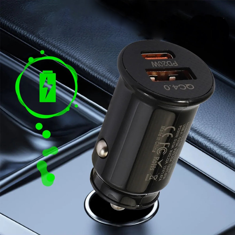 Carregador Auto Techsuit C4 MiniFuseX, 20W, 3A, 1 x USB-A - 1 x USB-C, Preto
