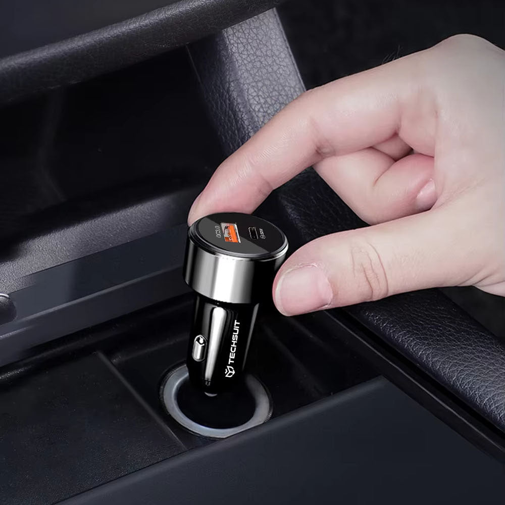 Carregador Auto Techsuit TE-P31 Premium, 48W, 3A, 1 x USB-A - 1 x USB-C, Preto