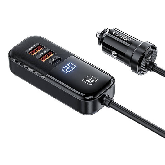 Carregador de isqueiro Toocki 2A+2C, 120W, 3A, 2 x USB-A - 2 x USB-C, preto TCC2C2C2AXJ01 