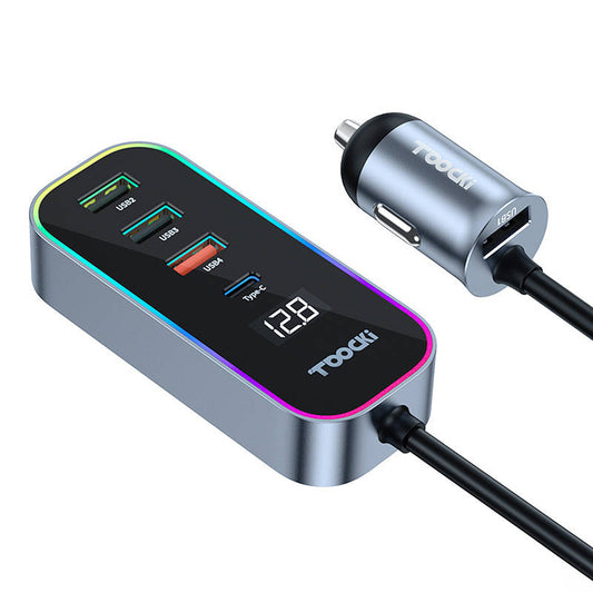 Carregador de isqueiro Toocki 4A+1C, 105W, 3A, 1 x USB-C - 4 x USB-A, preto TCC4A 1C-XC0G TCC4A 1C-XC0G 