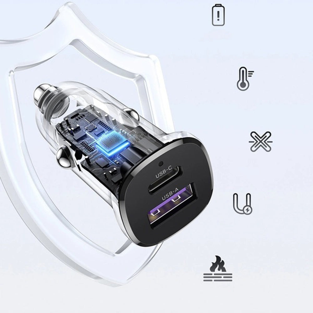 Carregador Auto UGREEN EC305, 30W, 3A, 1 x USB-A - 1 x USB-C, Preto