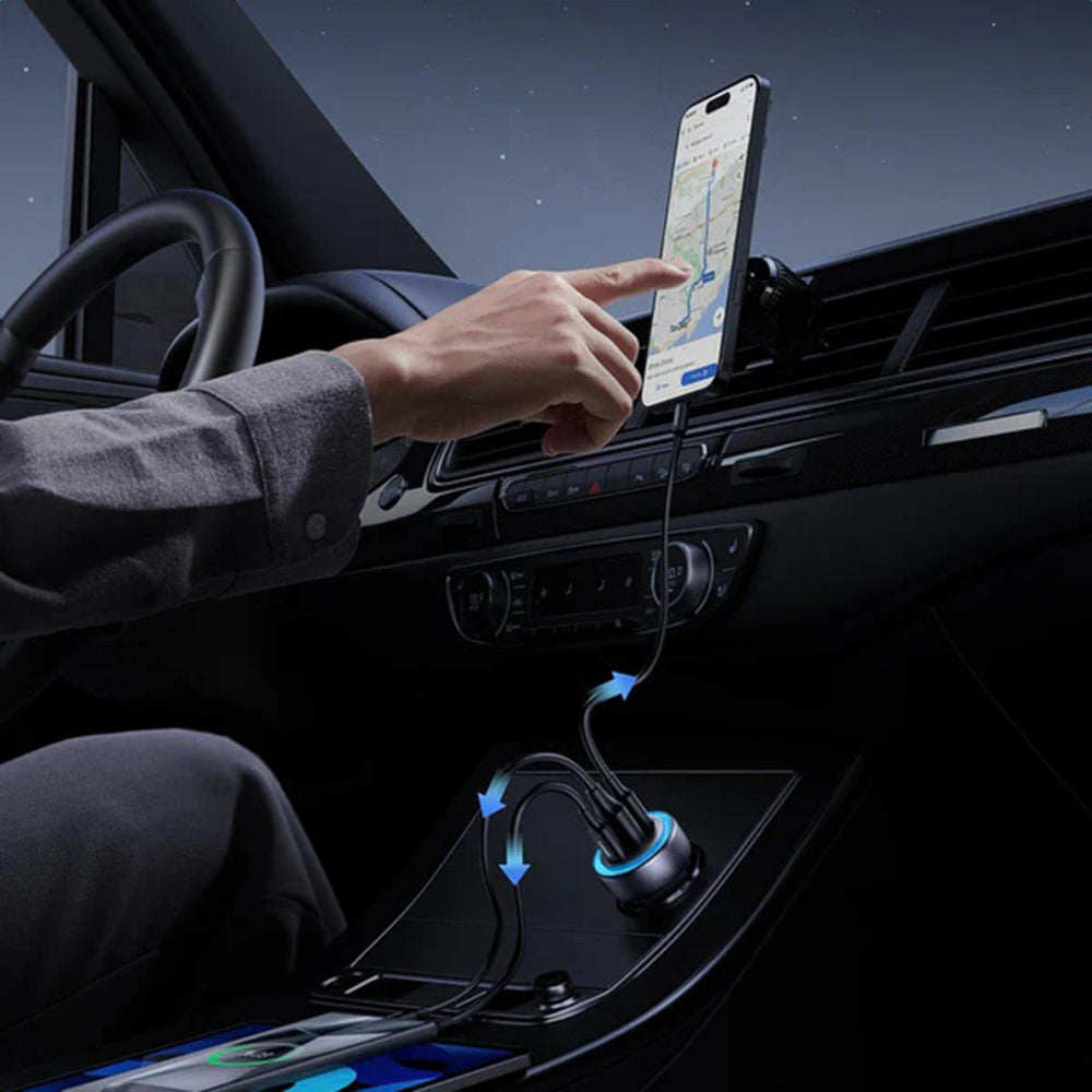 UGREEN EC307 Car Charger, 30W, 3A, 1 x USB-A - 2 x USB-C, Gray