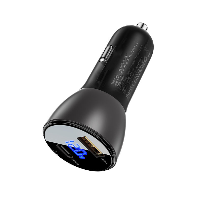 Carregador Automóvel Acefast B6, 63W, 3.6A, 1 x USB-A - 1 x USB-C, Preto