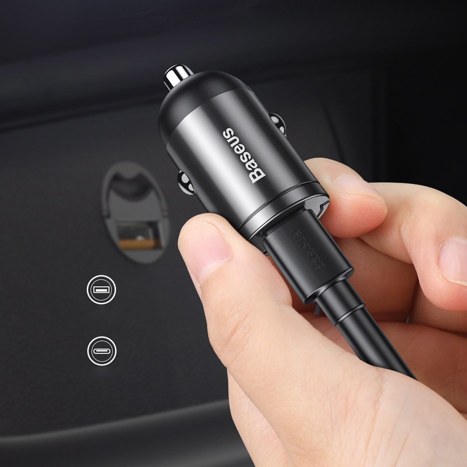 Carregador Auto Baseus Star Mini, 30W, 3A, 1 x USB-A, Cinzento VCHX-A0G