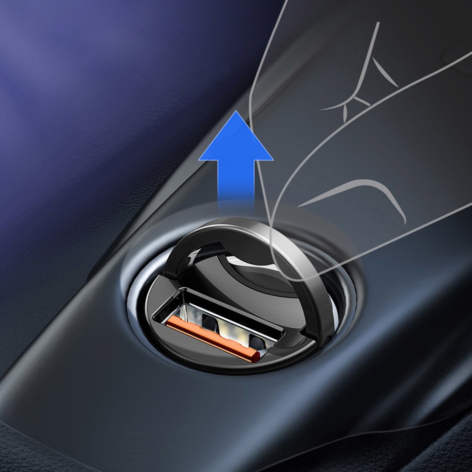 Carregador Auto Baseus Star Mini, 30W, 3A, 1 x USB-A, Cinzento VCHX-A0G