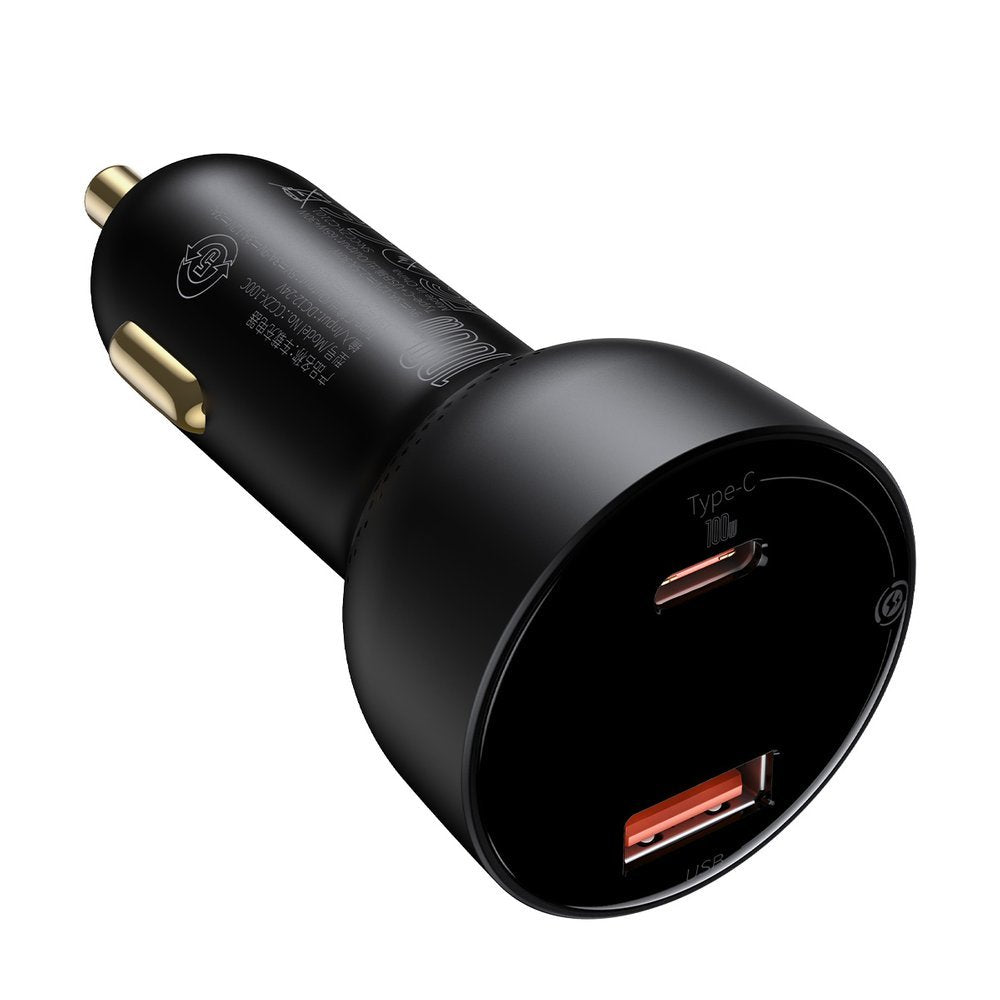 Carregador de isqueiro Baseus Superme, 100W, 5A, 1 x USB-A - 1 x USB-C, preto CCZX-01 CCZX-01