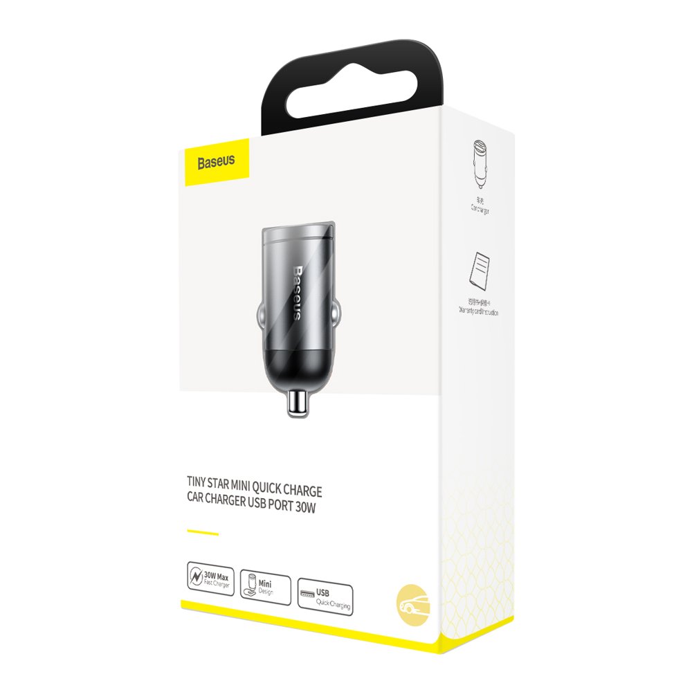 Carregador Auto Baseus Star Mini, 30W, 3A, 1 x USB-A, Cinzento VCHX-A0G