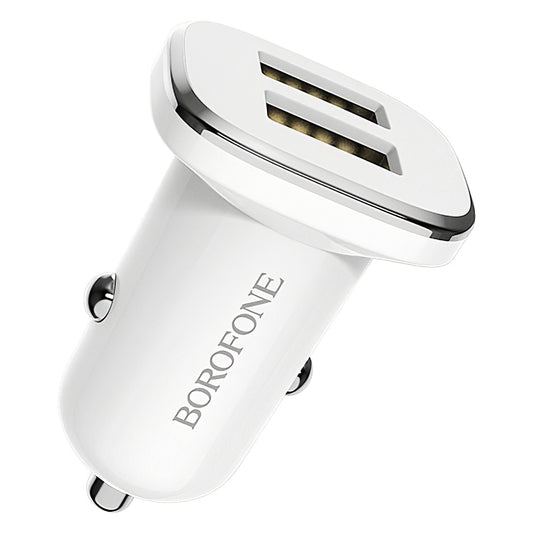 Carregador de isqueiro Borofone BZ12, 12W, 2.4A, 2 x USB-A, branco