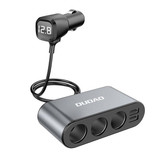 Extensão de isqueiro Dudao R1 Pro, 3 saídas, 2 x USB-A, ecrã