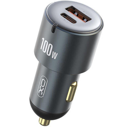 Carregador de isqueiro XO Design CC47, 100W, 3,25A, 1 x USB-A - 1 x USB-C, cinzento