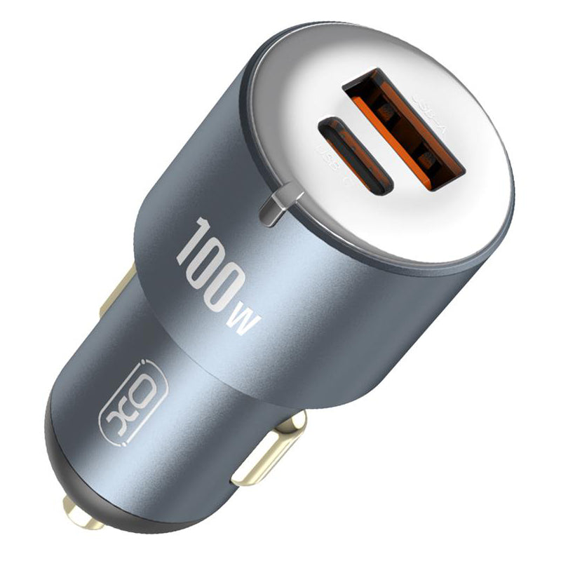 Carregador de isqueiro XO Design CC47, 100W, 3,25A, 1 x USB-A - 1 x USB-C, cinzento