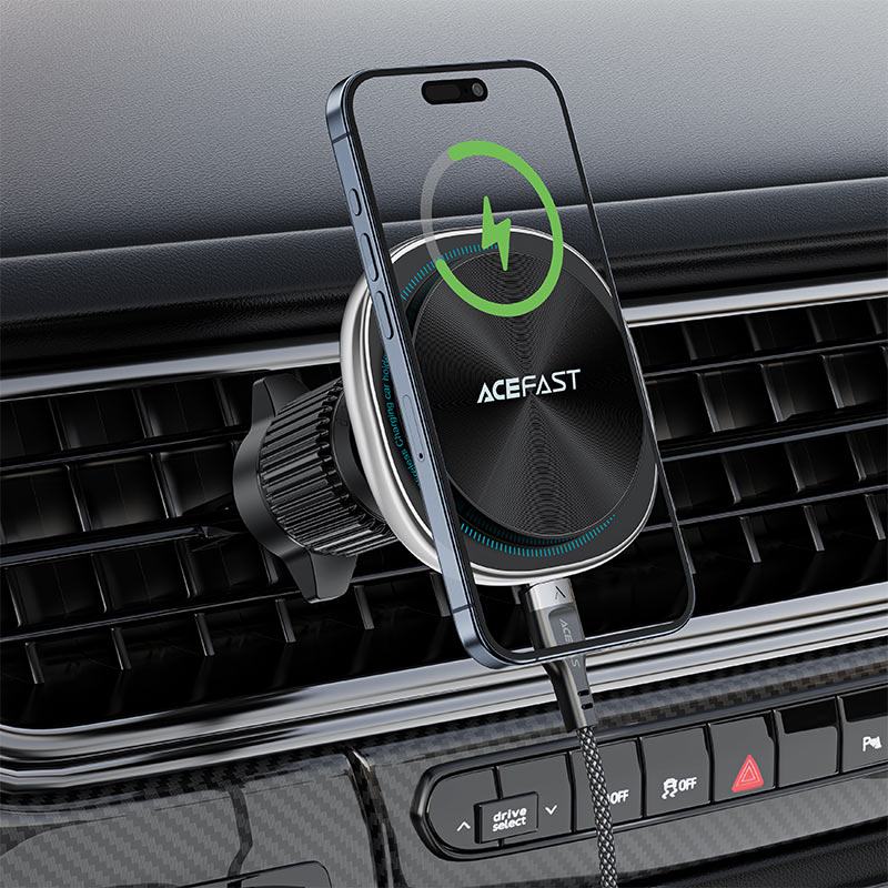 Carregador Auto Wireless Acefast D41, 15W, 1.67A, Prateado