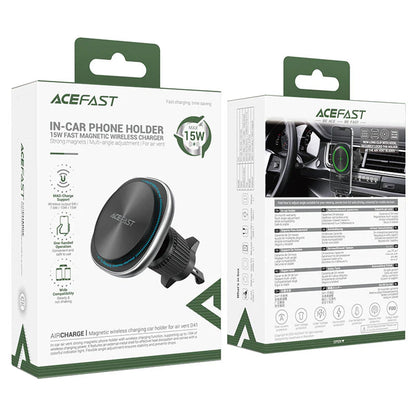 Carregador Auto Wireless Acefast D41, 15W, 1.67A, Prateado