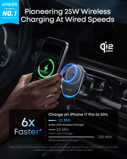Carregador Auto Wireless Anker Prime MagGo AirCool, 25W, Preto B2933H11