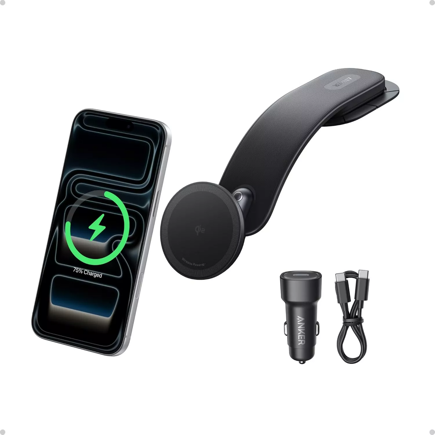 Carregador Auto Wireless Anker Nano, 15W, 1.67A, Preto B2216H11