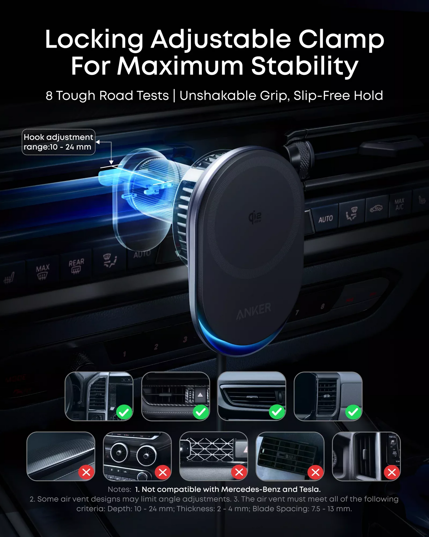 Carregador Auto Wireless Anker Prime MagGo AirCool, 25W, Preto B2933H11
