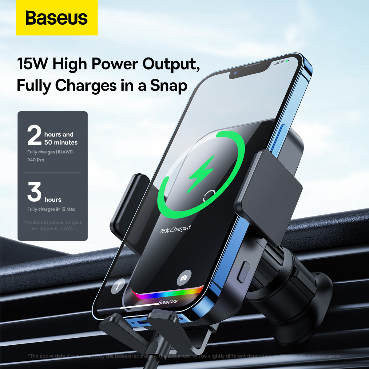 Carregador Automóvel Sem Fios Baseus Halo, 15W, 1.67A, Preto SUDD000001