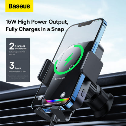 Carregador Automóvel Sem Fios Baseus Halo, 15W, 1.67A, Preto SUDD000001