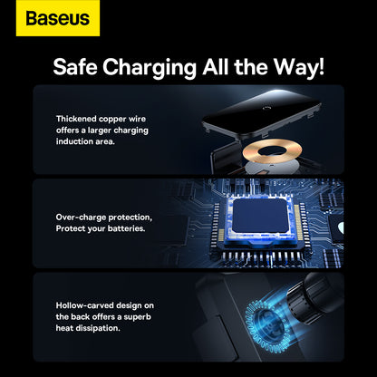 Carregador Automóvel Sem Fios Baseus Halo, 15W, 1.67A, Preto SUDD000001
