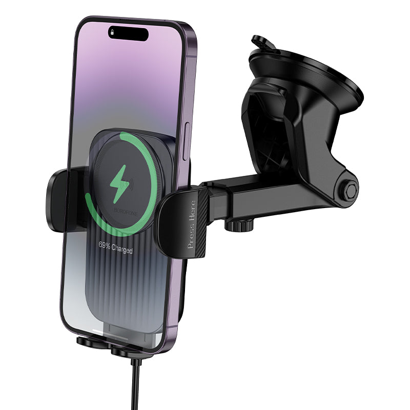 Carregador Auto Wireless Borofone BH222 Leading, 15W, 1.67A, Preto