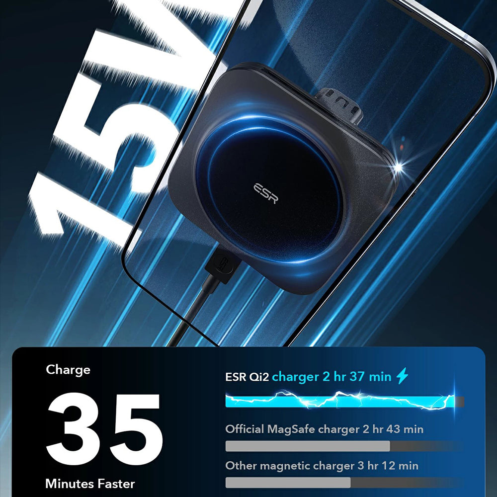 Carregador Auto Wireless ESR HaloLock Vent, 15W, 1.67A, Preto