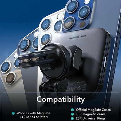 Carregador Auto Wireless ESR HaloLock Vent, 15W, 1.67A, Preto